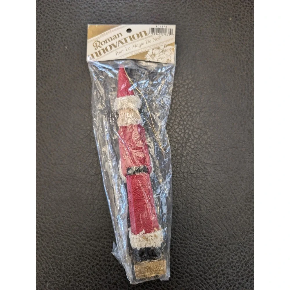 Vtg Pencil Santa Claus Folk Art Christmas Ornament Figurine Home Decor 7